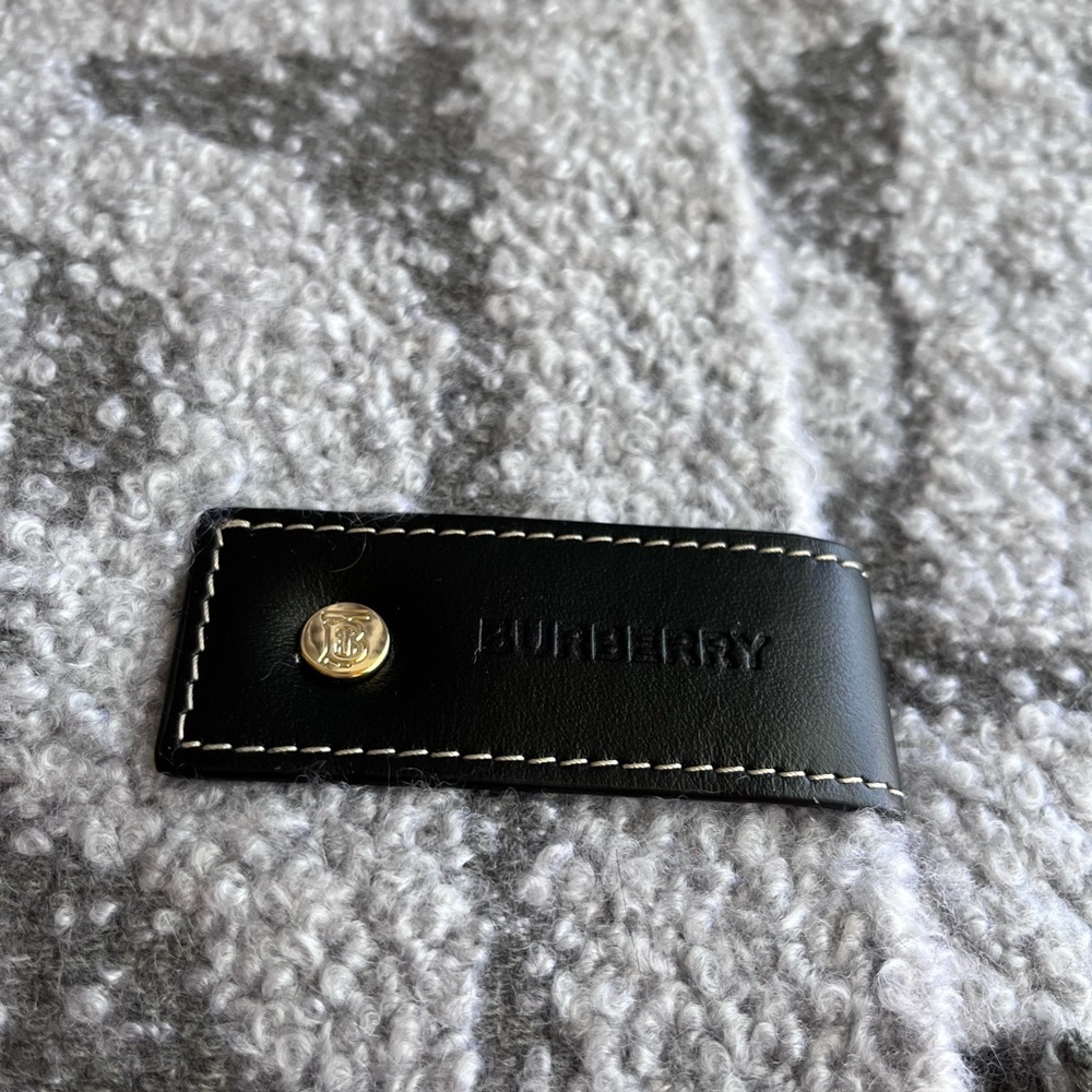 BURBERRY Oversize TB Monogram Fringe Cashmere & Silk Scarf - Picture 11 of 16
